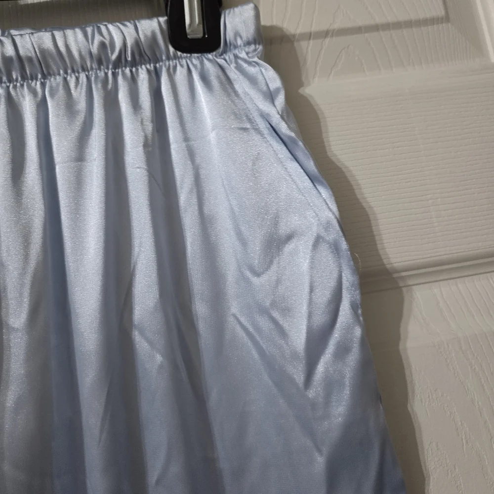Rachel Zoe Satin Pajama Set, Light Blue w/Lace Detail, Bridal, Feminine, EUC!